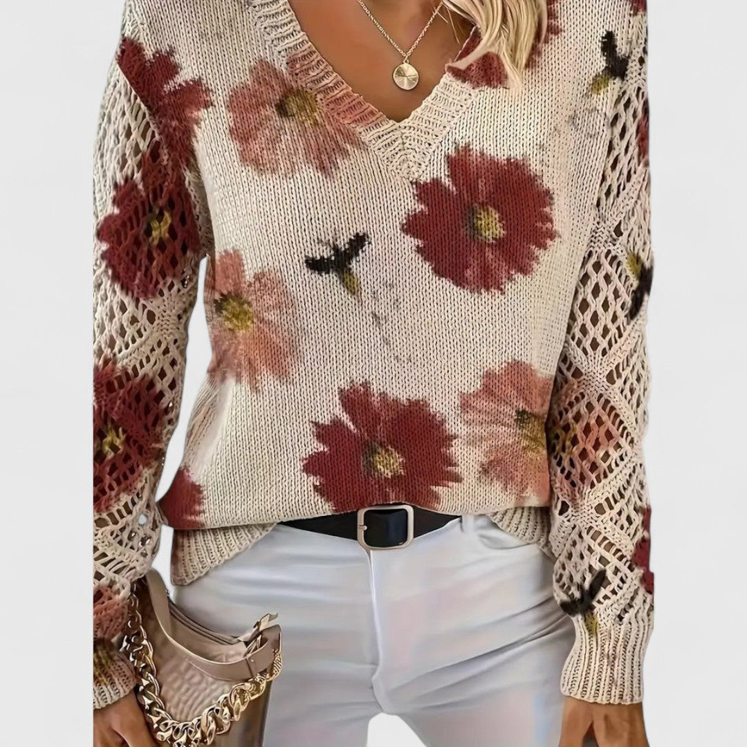 Annes - Elegant sweater with floral pattern