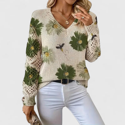 Annes - Elegant sweater with floral pattern