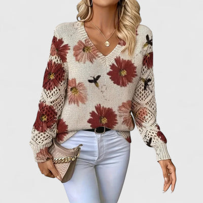 Annes - Elegant sweater with floral pattern