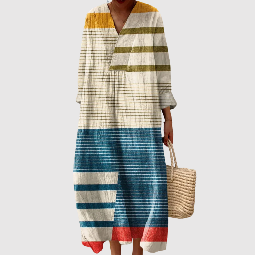 Florence | Coastal Stripe Patchwork Dress