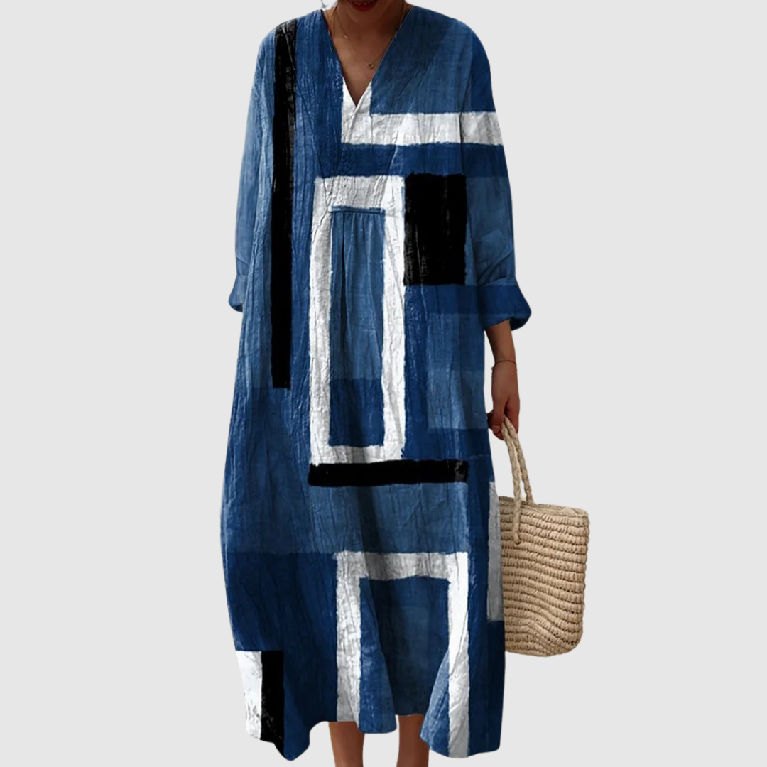 Brielle | Modern Indigo Abstract Midi Dress