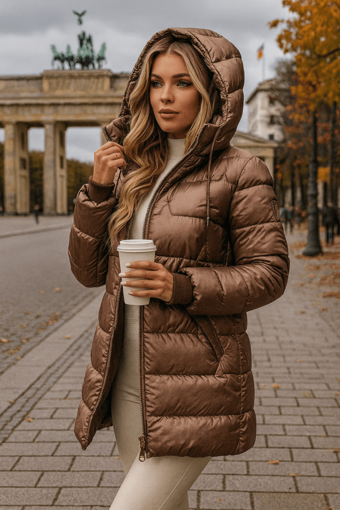 Marga - Long, warm quilted jacket with generous hood