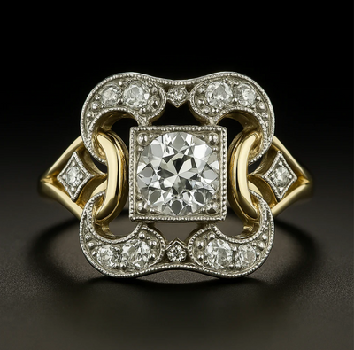 Vintage Zirconia Gold Ring