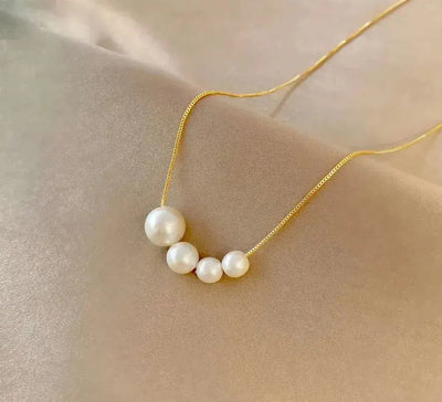 Gold freshwater pearl necklace